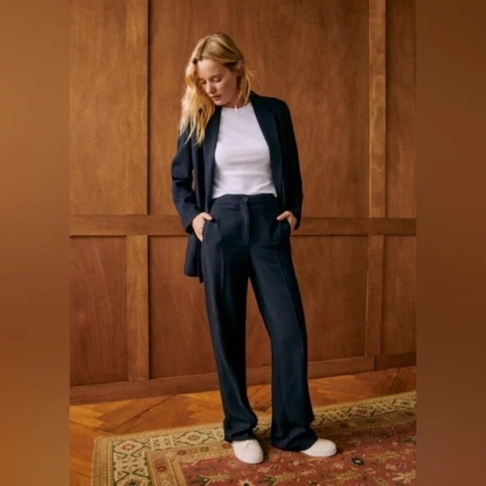 Like NEW Sezane Martin Trousers, Size 42 (US 10), Navy